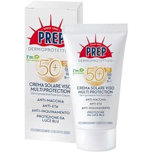 PREP, Crema Solare Viso SPF50 +, Protezione Solare, Protezione Raggi UVA/UVB, Senza Parabeni, Formato 50 ml