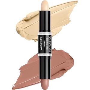 Wet n Wild MegaGlo Dual-Ended Contour Stick, Stick Contouring 2-in-1 Bronzer e Illuminante, Formula Cremosa Sfumabile per Viso Naso e Mascella, Medium/Tan