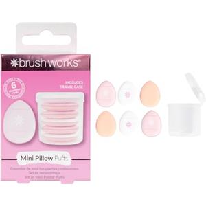 Brushworks Mini Pillow Puffs - Spugnette Triangolari Ultra-Morbide per Trucco Professionale, 6 Pezzi