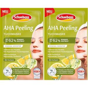 Schaebens AHA Peeling Maschera in panno - Renewal Booster, affina la pelle, scioglie le cellule morte della pelle con acido fruttifero AHA, niacinamide e pantenolo per tutti i tipi di pelle