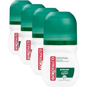 Borotalco Deo Roll-On Original 50 ml - Formula con Active Crystal Talc per tripla protezione contro il sudore - 0% alcol (Confezione da 4)