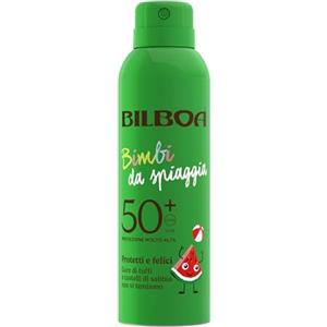 Bilboa, Bimbi da Spiaggia, Crema Solare Spray SPF 50+ per Bambini 3+ anni, con Profumo di Anguria, Rapido Assorbimento e Facile Applicazione, Resistente all'Acqua, 150 ml