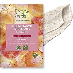 Bottega Verde - Estratti di bellezza, Maschera Scrub Monodose Viso Monodose 2 in 1, 8 ml, con Pesca e Albicocca, Illuminante, Idratante, Levigante, per Pelli Normali