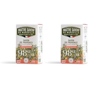 MAITRE SAVON DE MARSEILLE Maître Savon de Marseille - Sapone di Argan e Rhassoul di Provenza - 98% di origine naturale (Confezione da 2)