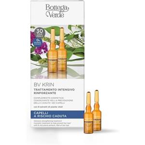 Bottega Verde - Trattamento Intensivo Anticaduta Capelli BV Krin, 30 Fiale | Azione Rinforzante e Anticaduta, Aiuta a Prevenire la Caduta dei Capelli, con 8 Principi Attivi