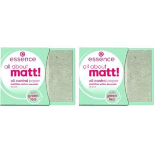 Essence all about opaco! Oil control paper, carta opacizzante, carta cipria, trasparente, assorbente, opaca, priva di nanoparticelle, senza profumo, senza olio (50 pezzi)