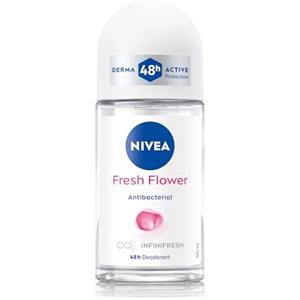 NIVEA Deodorante Roll on Fresh Flower 50 ml, Deodorante donna per una protezione 48h, Deo roll-on antitraspirante e antibatterico, Profumo floreale, Senza alluminio e alcool, Tutti i tipi di pelle