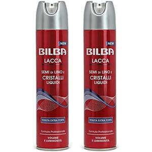 Bilba Lacca Extraforte con Semi di Lino e Cristalli Liquidi, Formula Professionale a Tenuta Extra Forte, Dona Volume e Luminosità, Protegge i Capelli dall'Umidità, 250 ml (Confezione da 2)
