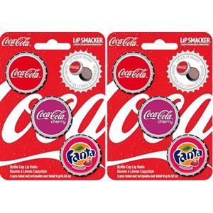 Lip Smacker Coca-Cola Collection, Set di 6 Burrocacao per Labbra in Vari Gusti e Design Ispirati al Mondo Coca Cola, Gusto Coca Cola, Coca Cola alla Ciliegia e Fanta Strawberry
