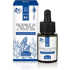 Helan Oleoduo di Tea Tree e Neem Bio 15 mL - Oleolito dermopurificante Multiuso, Sgradito agli insetti, Ideale per acne e pelle impura