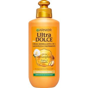 Garnier Crema Modellante 2 in 1, Lucentezza e Nutrimento, Per Capelli Secchi, Spenti, Termoprotettore Fino a 230°, Con Oli di Camelia e Argan, Ultra Dolce Oli Meravigliosi, 200 ml