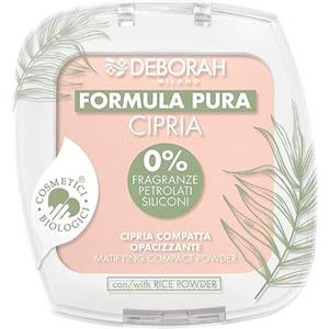 Deborah Milano - Cipria Compatta Opacizzante BIO Formula Pura, Ingredienti Naturali e Biologici, Finish Matte, Texture Leggera e Vellutata, Senza Parabeni, Siliconi, Fragranze, Colore: Fair 1, 10 g