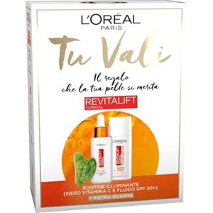 L'Oréal Paris Cofanetto Revitalift Clinical: Fluido Anti-UV SPF50 , Siero 12% Vitamina C e Pietra Gua Sha per Tutti i Tipi di Pelle
