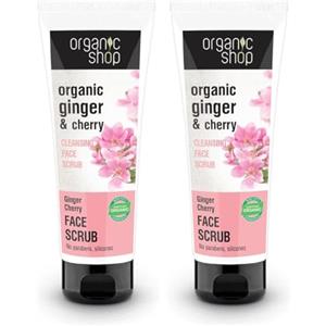 Organic Shop Scrub Viso Detergente Ginger & Cherry - 75 ml (Confezione da 2)