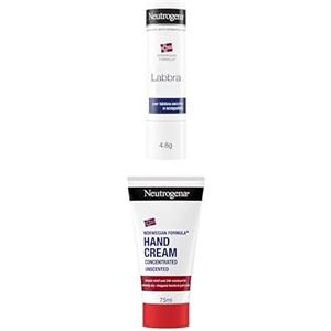 Neutrogena Formula Norvegese Burrocacao protettivo, 4.8 g + Crema Mani Concentrata Non Profumata, 75 ml
