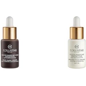 Collistar Gocce Magiche Viso,Autoabbronzante Concentrato, Siero Viso Illuminante, Abbronzatura Intensa Naturale, Antimacchia10 ml + Gocce Magiche Protettive Spf50, Texture Leggera e Fluida, SPF, 10 ml