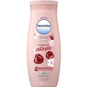Leocrema, Crema Corpo Idratante Fiori di Ciliegio, Texture Leggera e Fluida per Tutti i Tipi di Pelle, 72H di Idratazione, 95% Ingredienti di Origine Naturale, 250ml