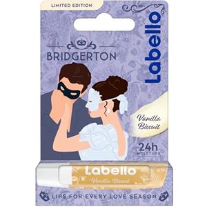 Labello Bridgerton Limited Edition Vanilla Biscuit 4.8 g, Balsamo labbra colorato dal design romantico in edizione limitata, Burrocacao labbra lip balm idratante 24h con aroma di Vaniglia