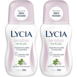 Lycia, Sensitive Me and You Deodorante Roll On Senza Sali di Alluminio e Senza Alcool, Fresca Fragranza a Base di Melissa e Fiori d'Acqua, Efficace fino a 48H, Antimacchie, 50 ml (Confezione da 2)