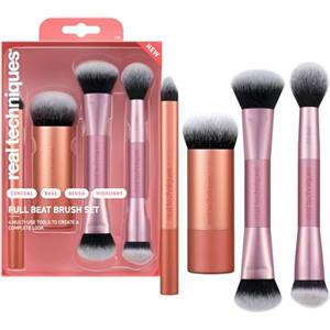 Real Techniques Full Beat Makeup Brush Set, 4 Piece Brush Kit for Foundation, Concealer, Blush, Contour, Highlight & Powder Blending, Travel Set, Soft UltraPlush Bristles, Cruelty-Free