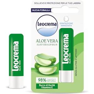 Leocrema - Burrocacao Lipstick con Aloe Vera, Balsamo Labbra, Labbra Morbide e Idratate, 5.5ml