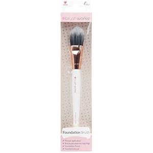 Brushworks Pennello Fondotinta Bianco e Oro - Applicazione Liscia e Uniforme, Setole Tagliate a Mano
