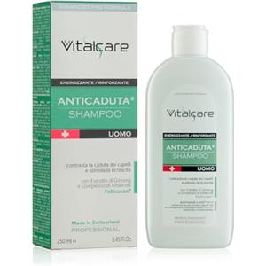 Vitalcare | Swiss - Shampoo Anticaduta Uomo, Energizzante e Rinforzante, Contrasta la Caduta dei Capelli, con Estratto di Ginseng e Complesso di Molecole Follicusan, 250 ml
