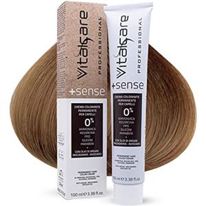 Vitalcare | +Sense - Crema Colorante Capelli, Senza Ammoniaca, Resorcina, PPD, Siliconi - Con Olio Di Argan, Macadamia e Avocado, 8/00 Biondo Chiaro