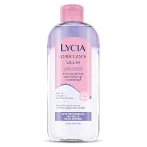 Lycia, Struccante Occhi Bifasico, Struccante per Make Up Waterproof, Formula con Olio di Tsubaki e Estratto di Hibiscus Antiossidante, Non lascia Residui, Senza Risciacquo, 250 ml