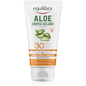 Equilibra Aloe Crema Solare SPF 30 Travel Size, 75 ml, Water Resistant | a Base di Aloe Vera, Vitamina C ed E, Olio di Argan, Olio di Cocco e Burro di Karité, Foto dermatologicamente testata
