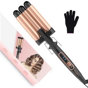 BESTOPE MIX Ferro ondulato, ferro arricciacapelli a 3 botti di ferro ondulato per capelli, 22 mm, in ceramica, Mermaid Hair Waver PTC, riscaldamento rapido 150°C/210°C, ferro ondulato, per capelli