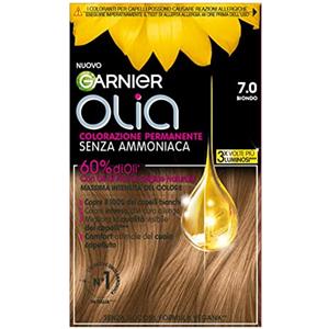 Garnier Olia Tinta Capelli, Colorazione Permanente Senza Ammoniaca, Copre il 100% dei Capelli Bianchi, Con Oli di Fiore di Origine Naturale, Formula Vegana, Biondo