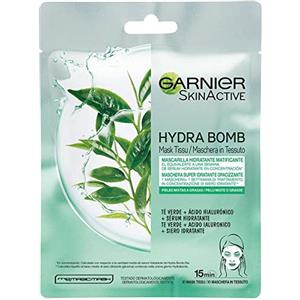 Garnier SkinActive Hydra Bomb Maschera in Tessuto Super Idratante Opacizzante con Tè Verde e Acido Ialuronico - 32g