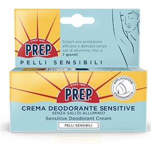 Prep, Crema Deodorante Sensitive 7 Giorni, Per Pelli Sensibili, Senza Alcol e Sali d'Alluminio, Profumazione Delicata, A Rapido Assorbimento, Non Macchia, 35ml