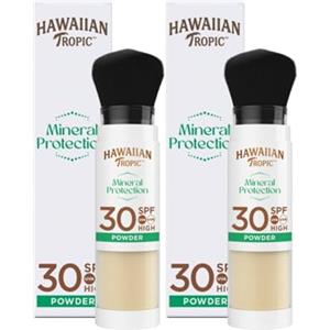 HAWAIIAN Tropic SPF 30 - Pennello per trucco solare minerale UVA/UVB, finitura opaca, senza parabeni profumati, 4,25 g (confezione da 2)