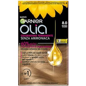 Garnier Olia Colorazione Permanente Senza Ammoniaca 8.0 Biondo Chiaro - Formula Vegana con Oli di Fiori