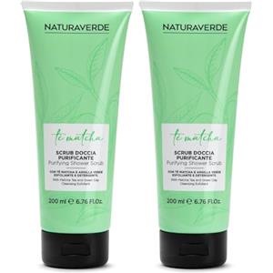 NATURAVERDE | Scrub Corpo Doccia Purificante con Tè Matcha e Argilla Verde, Esfoliante e Detergente, 200 ml (Confezione da 2)