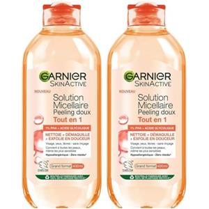 Garnier - Acqua Micellare All in 1 Peeling Dolce - 1% PHA & Acido Glicolico - Esfoliante & Lisciante - Per tutti i tipi di pelle - Senza risciacquo - Formula Vegan & Ipoallergenico - 400 ml