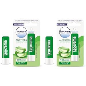 Leocrema - Burrocacao Lipstick con Aloe Vera, Balsamo Labbra, Labbra Morbide e Idratate, 5.5ml (Confezione da 2)