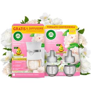 Airwick Air Wick Diffusore Elettrico di Oli Essenziali, 1 Diffusore Completo Gadget e Ricarica + 2 Ricariche alla Fragranza Peonia Bianca e Gelsomino