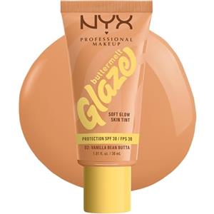 NYX Professional Makeup Fondotinta Illuminante, Per Tutti i Tipi di Pelle, Incarnato Uniforme e Luminoso, Effetto Naturale e Tenuta 12H, Con SPF 30, Buttermelt Glaze, Tonalità: 02 Vanilla Bean Butta