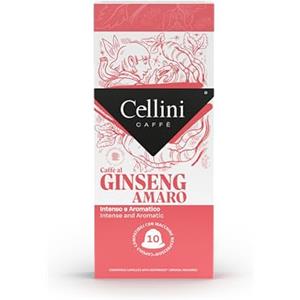 Cellini Caffè Cellini Capsule Ginseng Amaro Compatibili con Nespresso* - 100 pz | Caffè al Ginseng Senza Zuccheri Aggiunti