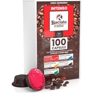 Baciato Caffè Cialde Compatibili con Lavazza A Modo Mio Linea Desiderio Gusto Intenso Miscela Arabica e Robusta Intensità 4 - Confezione da 100 Capsule