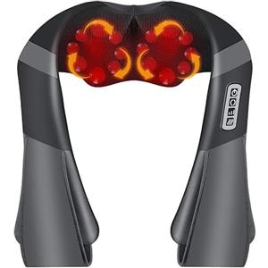 openspaceshop Massaggiatore Cervicale da Collo,Rotazione 3D Shiatsu 3 velocità Elettrico 16 Palline da Massaggio Infrarosso Riscaldamento per Collo, Spalle, Schiena Massaggiatore per Auto, Casa, Ufficio