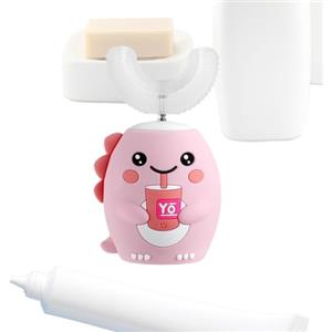 Generico Spazzolino Elettrico per Bambini Maschi | Design Cartoon Dinosauro Alimentazione A Batteria - Spazzolino Automatico A Cartoni Animati Per Bambini - Per Ragazzi In Viaggio Dormitorio Campeggio Aeroport