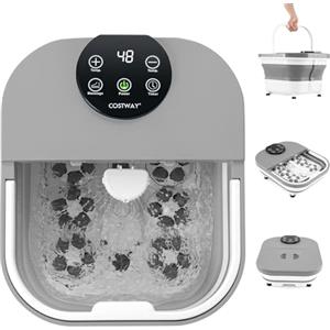 COSTWAY Massaggiatore Pieghevole per Pediluvio, Idromassaggiatore Plantare con Calore Doccia e Timer, Massaggianti Shiatsu Motorizzate, 35-48 ℃