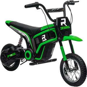 HOMCOM 24V Moto Elettrica per Bambini 8-12 Anni, Ruote 30.5cm, Verde | Mini Moto Cross, Acceleratore Manuale, Sospensione, Luci e Suoni, 2 Velocità 8-16km/h