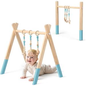 COSTWAY Palestrina Bambini in Legno, Giocattolo a Trapezio Pieghevole Neonati, Montessori Arco da Gioco, per Bambini 3+ Mesi (Verde)