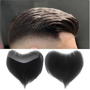 GRFIT Protesi Capelli Uomo Attaccatura dei capelli da uomo Toupee 6 Parrucchino frontale Densità 100% Capelli umani Parrucca Forma frontale a V 0,05-0,14 mm Pelle sottile Base in PU # 1B Parrucchino da uom