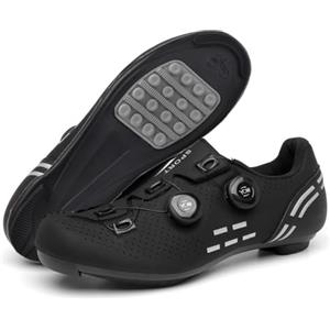 YIENHUI Scarpe da Ciclismo da Unisex Antiscivolo Scarpe Bike Indoor Senza Bloccaggio Scarpe da Bicicletta MTB da Bici da Corsa Scarpe da Mountain Bike Traspiranti con Lacci Girevoli-Black||Numeric_45